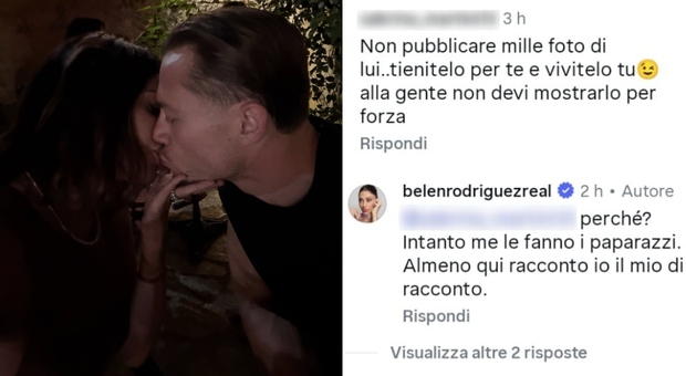 Belen Rodriguez bacia Gaetano Fidanzati, la foto sui social scatena gli hater: «Il solito tappabuchi». Lei risponde così